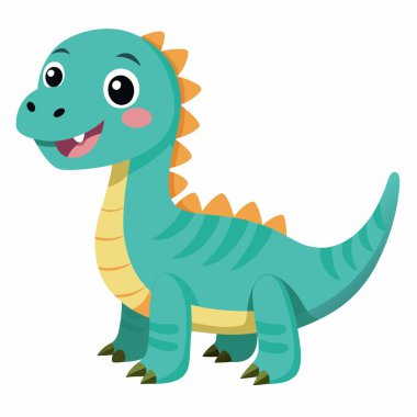 Dinozor gülümsüyor Kawaii. Yapay zeka görüntü oluşturdu. Clipart çizgi film deisgn simgesi