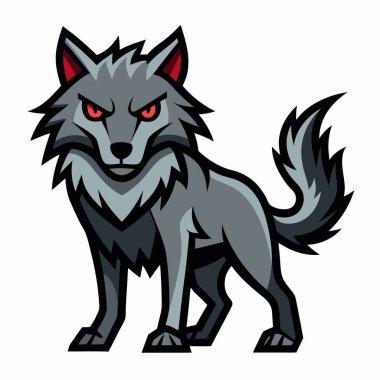 Dire Wolf, Kawaii 'yi yere serdi. Yapay zeka görüntü oluşturdu. Clipart çizgi film deisgn simgesi