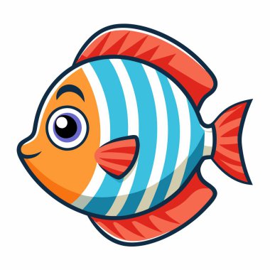 Discus fish ağlıyor kawaii. Yapay zeka görüntü oluşturdu. Clipart çizgi film deisgn simgesi