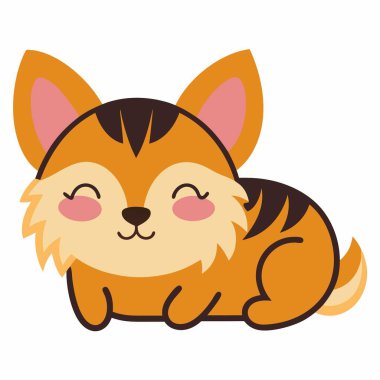 Dorkie dog kawaii uyur. Yapay zeka görüntü oluşturdu. Clipart çizgi film deisgn simgesi