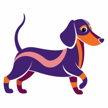 Doxle dog walks kawaii. AI generated image. Clipart cartoon deisgn icon clipart