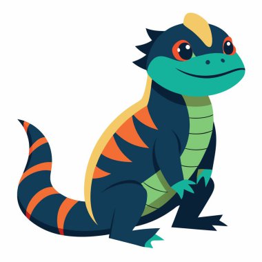 Draco Volans Lizard sits kawaii. AI generated image. Clipart cartoon deisgn icon clipart