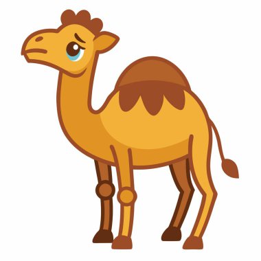 Dromedary Camel Kawaii diye bağırıyor. Yapay zeka görüntü oluşturdu. Clipart çizgi film deisgn simgesi