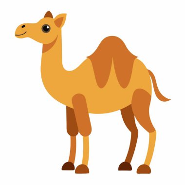 Dromedary Camel Kawaii 'nin üstüne atladı. Yapay zeka görüntü oluşturdu. Clipart çizgi film deisgn simgesi