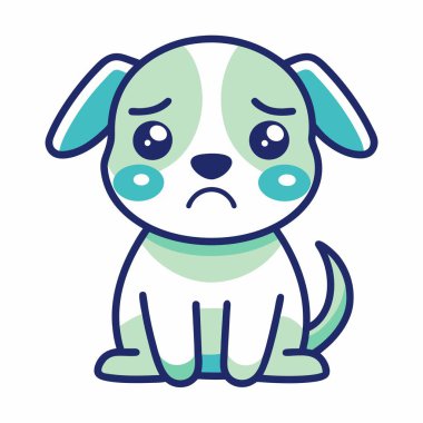 Dunker köpeği ağlar kawaii. Yapay zeka görüntü oluşturdu. Clipart çizgi film deisgn simgesi