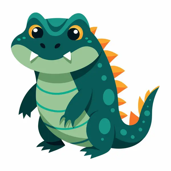 stock vector Cuviers Dwarf Caiman stay kawaii. AI generated image. Clipart cartoon deisgn icon