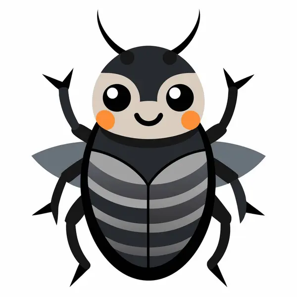 stock vector Darkling Beetle bug stands kawaii. AI generated image. Clipart cartoon deisgn icon