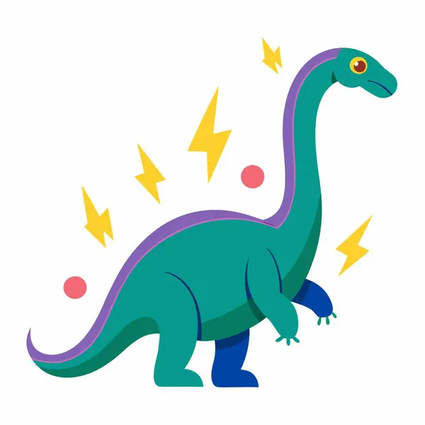 Stock vector Dreadnoughtus dinosaur knocks kawaii. AI generated image. Clipart cartoon deisgn icon