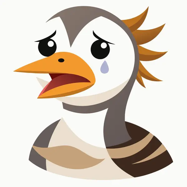 stock vector Eared Grebe duck cries kawaii. AI generated image. Clipart cartoon deisgn icon