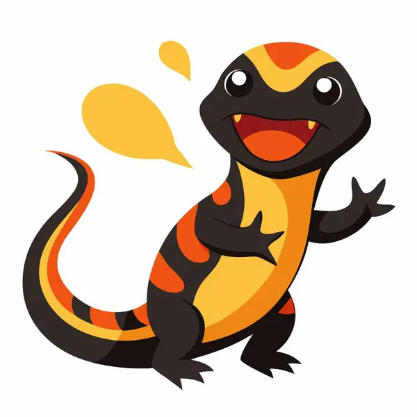 stock vector Earless Monitor Lizard runs kawaii. AI generated image. Clipart cartoon deisgn icon