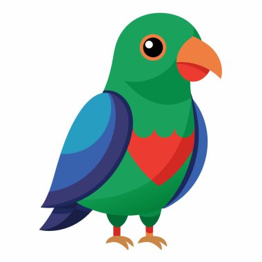 Eclectus Papağan kuşu Kawaii 'ye benziyor. Yapay zeka görüntü oluşturdu. Clipart çizgi film deisgn simgesi