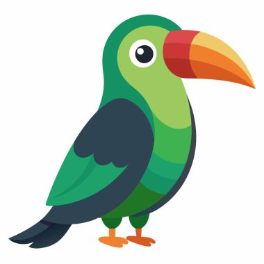 Emerald Toucanet bird looks kawaii. AI generated image. Clipart cartoon deisgn icon clipart