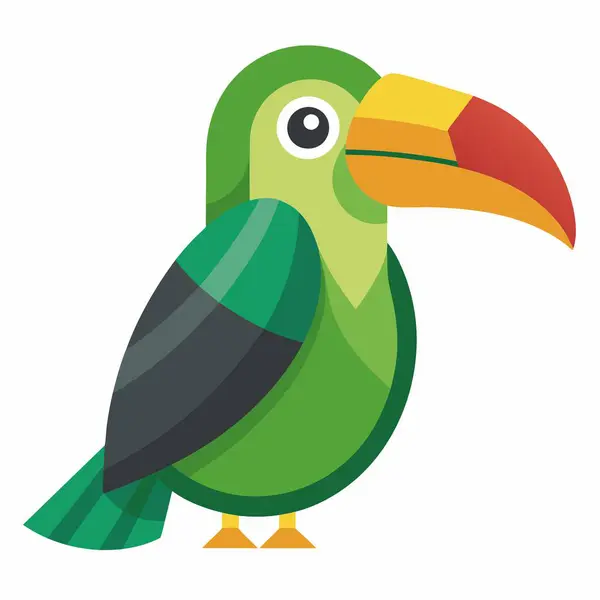 stock vector Emerald Toucanet bird runs kawaii. AI generated image. Clipart cartoon deisgn icon