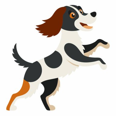 İngiliz Springer Spaniel köpek dansı kawaii. Yapay zeka görüntü oluşturdu. Clipart çizgi film deisgn simgesi