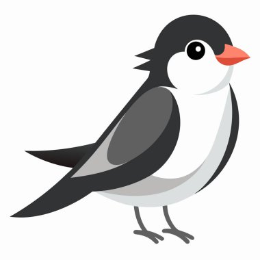 Eastern Kingbird bird stands kawaii. AI generated image. Clipart cartoon deisgn icon clipart