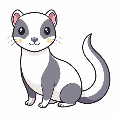 Ermine kemirgeni Kawaii 'ye benziyor. Yapay zeka görüntü oluşturdu. Clipart çizgi film deisgn simgesi