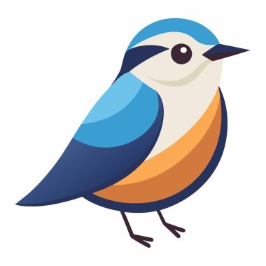 Avrasya Nuthatch kuşu Kawaii 'de yatıyor. Yapay zeka görüntü oluşturdu. Clipart çizgi film deisgn simgesi