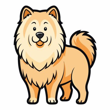 Avrasier köpeği Kawaii 'ye benziyor. Yapay zeka görüntü oluşturdu. Clipart çizgi film deisgn simgesi