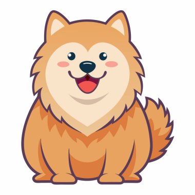 Avrasier köpeği Kawaii 'ye gülümsüyor. Yapay zeka görüntü oluşturdu. Clipart çizgi film deisgn simgesi