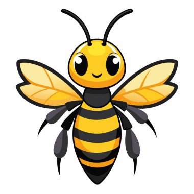 Cellat Wasp arısı Kawaii 'ye gülüyor. Yapay zeka görüntü oluşturdu. Clipart çizgi film deisgn simgesi