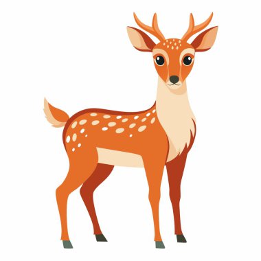 Fallow Deer, Kawaii 'de duruyor. Yapay zeka görüntü oluşturdu. Clipart çizgi film deisgn simgesi