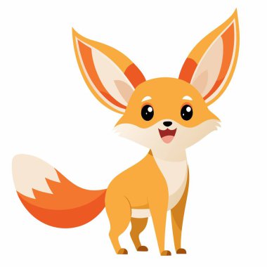 Fennec Fox, Kawaii dilini biliyor. Yapay zeka görüntü oluşturdu. Clipart çizgi film deisgn simgesi