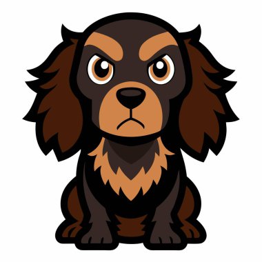 Spaniel köpeği kızgın kawaii. Yapay zeka görüntü oluşturdu. Clipart çizgi film deisgn simgesi