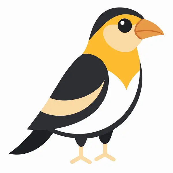 stock vector Evening Grosbeak bird sits kawaii. AI generated image. Clipart cartoon deisgn icon