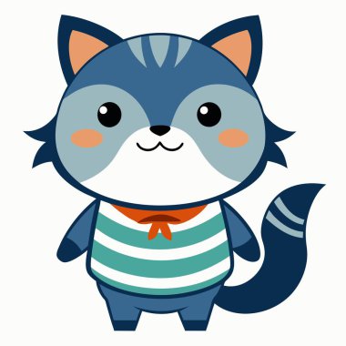 Fisher Cat, Kawaii 'ye gidiyor. Yapay zeka görüntü oluşturdu. Clipart çizgi film deisgn simgesi