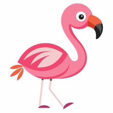 Flamingo kuşu kawaii kalır. Yapay zeka görüntü oluşturdu. Clipart çizgi film deisgn simgesi