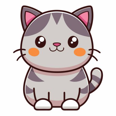 Düz kafalı Kedi, Kawaii 'ye gülüyor. Yapay zeka görüntü oluşturdu. Clipart çizgi film deisgn simgesi