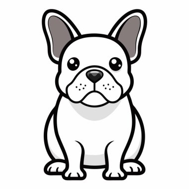 Fransız köpeği Kawaii 'ye gider. Yapay zeka görüntü oluşturdu. Clipart çizgi film deisgn simgesi