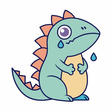 Frilled Lizard cries kawaii. AI generated image. Clipart cartoon deisgn icon clipart