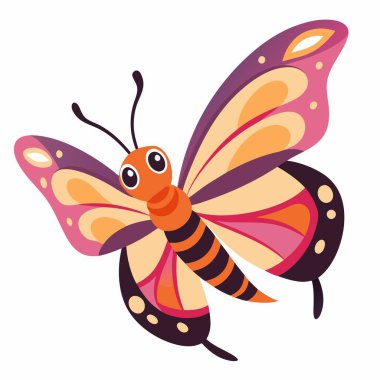 Fritillary Butterfly Kawaii 'yi uçuruyor. Yapay zeka görüntü oluşturdu. Clipart çizgi film deisgn simgesi