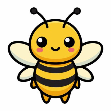 Furrow Bee, Kawaii 'de oturuyor. Yapay zeka görüntü oluşturdu. Clipart çizgi film deisgn simgesi