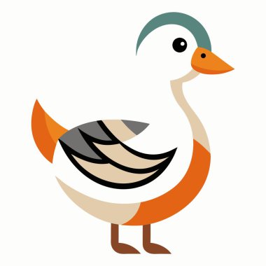 Gadwall kuşu Kawaii 'de duruyor. Yapay zeka görüntü oluşturdu. Clipart çizgi film deisgn simgesi