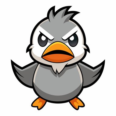 Gadwall bird angry kawaii. AI generated image. Clipart cartoon deisgn icon clipart