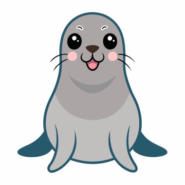 Galapagos Kürk Mührü Kawaii diye bağırıyor. Yapay zeka görüntü oluşturdu. Clipart çizgi film deisgn simgesi