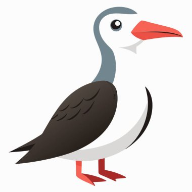 Galapagos Lava Gull Kuşu, Kawaii 'yi yönetiyor. Yapay zeka görüntü oluşturdu. Clipart çizgi film deisgn simgesi