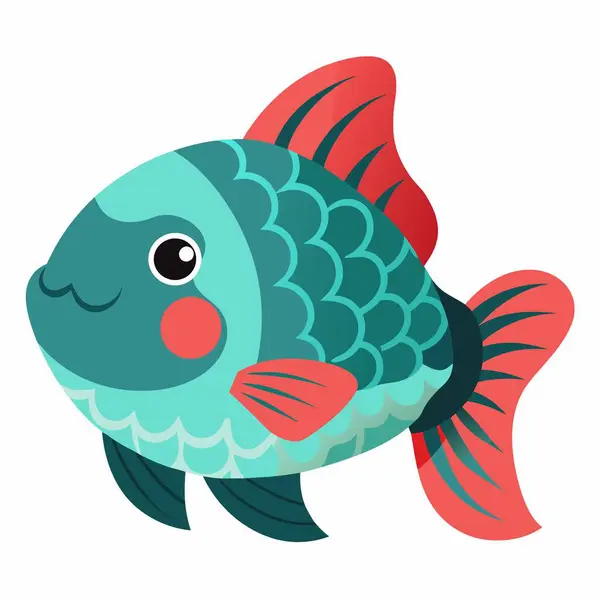 stock vector Flowerhorn Fish dancing kawaii. AI generated image. Clipart cartoon deisgn icon