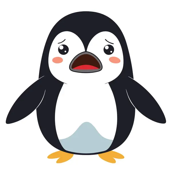 stock vector Galapagos Penguin cries kawaii. AI generated image. Clipart cartoon deisgn icon