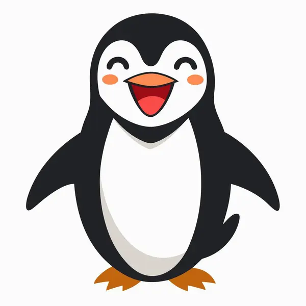 stock vector Galapagos Penguin laughs kawaii. AI generated image. Clipart cartoon deisgn icon