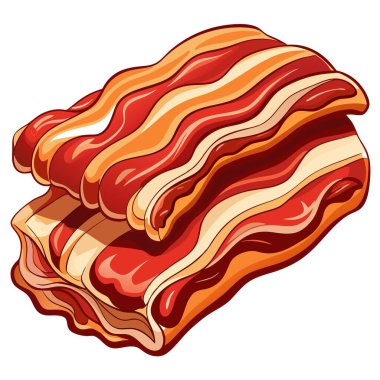 Close-up of Natural Sliced Bacon. AI generated. Vector icon clipart