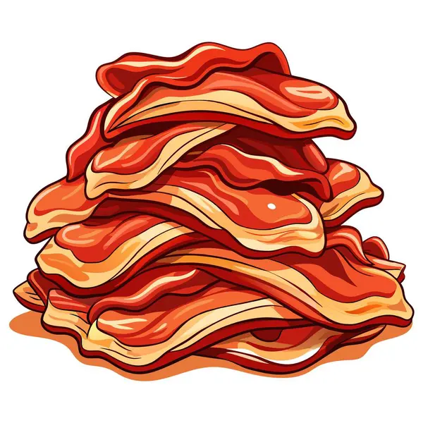 stock vector A pile of bacon is on a white background. AI generated. Vector icon