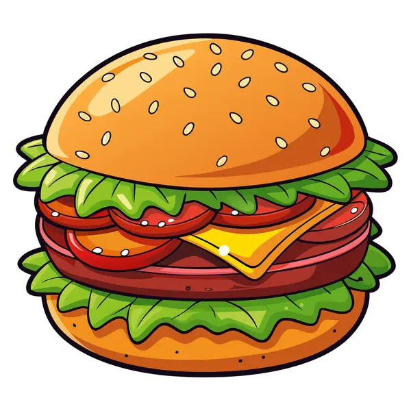 stock vector Burger isolated on transparent background. AI generated. Vector icon