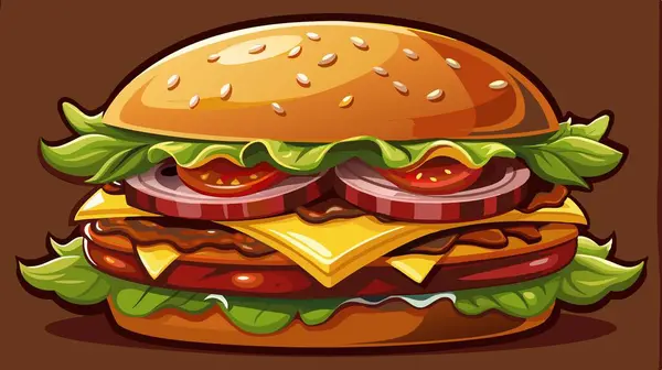 stock vector Close-Up of a Delicious Bacon Cheeseburger. AI generated. Vector icon