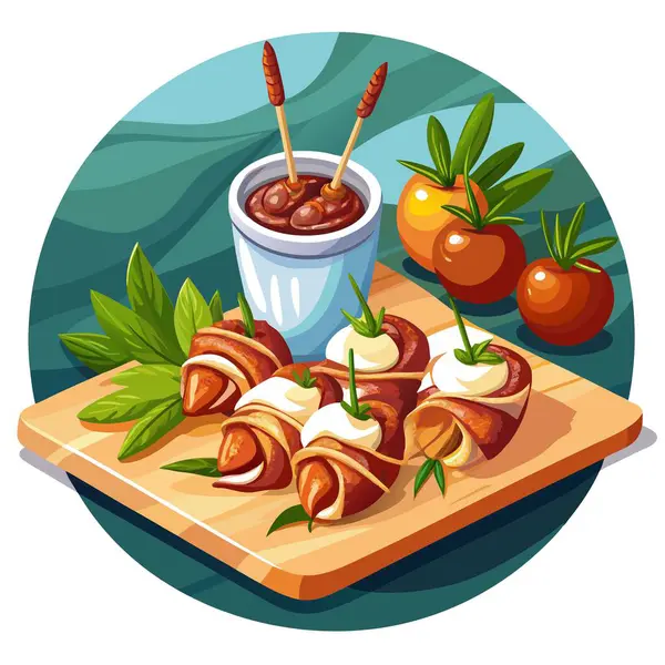 stock vector Elegant appetizer featuring bacon-wrapped dates. AI generated. Vector icon