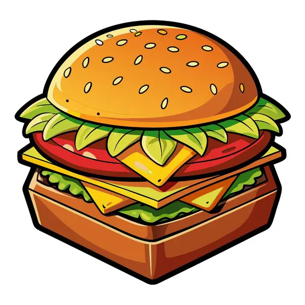 stock vector Hamburger in a box isolated on a white background. AI generated. Vector icon