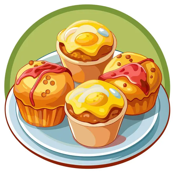 stock vector Delicious Bacon and Cheddar Egg Muffins for a Hearty Breakfast. AI generated. Vector icon