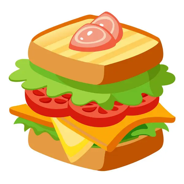 stock vector A classic BLT sandwich with crispy bacon, fresh lettuce, and ripe tomatoes, enhanced with creamy avo. AI generated. Vector icon